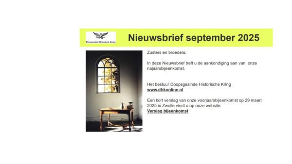 September-nieuwsbrief van het DHK-bestuur