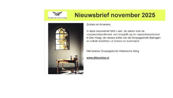 November-Nieuwsbrief van DHK-bestuur