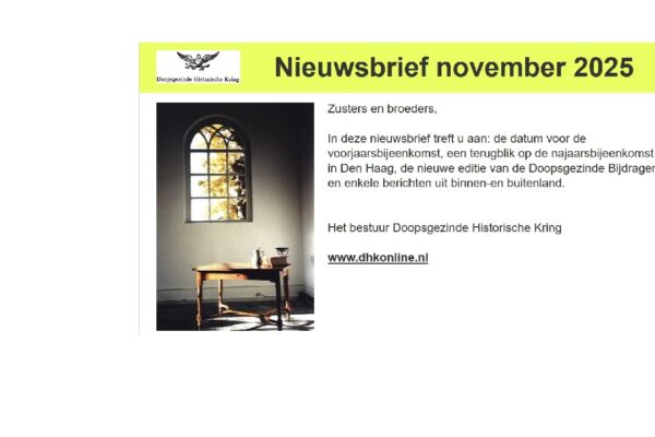 November-Nieuwsbrief van DHK-bestuur
