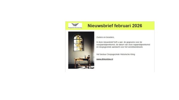 Februari-Nieuwsbrief van DHK-bestuur